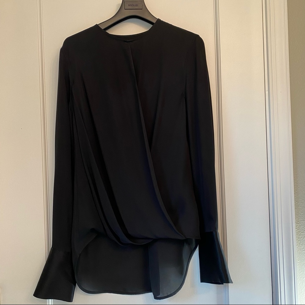 RAG & BONE SILK DRAPED LONG-SLEEVE BLOUSE